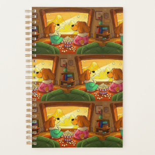 Schattigee cartoonhonden popcorn en film planner