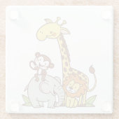 Schattigee Cartoons – Giraffe, leeuw en aap Glazen Onderzetter (Achterkant)
