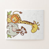 Schattigee Cartoons – Giraffe, leeuw en aap Legpuzzel (Horizontaal)