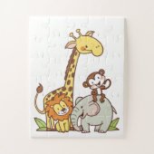 Schattigee Cartoons – Giraffe, leeuw en aap Legpuzzel (Verticaal)