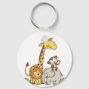 Schattigee Cartoons – Giraffe, leeuw en aap Sleutelhanger