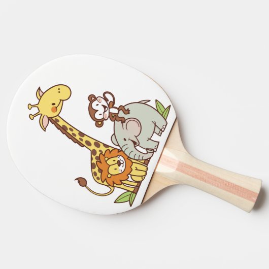 Schattigee Cartoons – Giraffe, leeuw en aap Tafeltennisbatje (Zijkant)