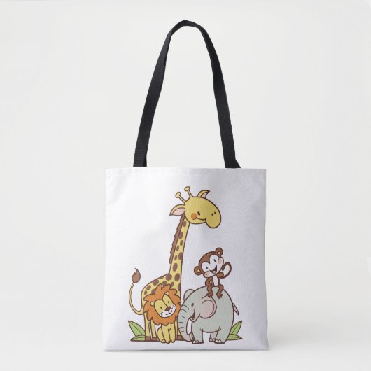 Schattigee Cartoons – Giraffe, leeuw en aap Tote Bag (Voorkant)