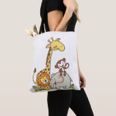 Schattigee Cartoons – Giraffe, leeuw en aap Tote Bag (Dichtbij)