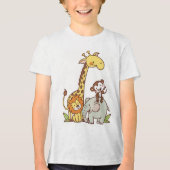 Schattigee Cartoons – Giraffe, leeuw en aap Tri-Blend Shirt (Voorkant)