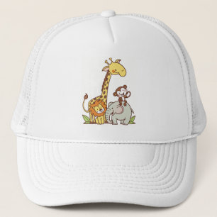 Schattigee Cartoons – Giraffe, leeuw en aap Trucker Pet