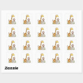Schattigee Cartoons – Giraffe, leeuw en aap Vierkante Sticker (Vel)