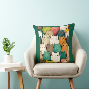 Schattigee Cartoons in levendige kleuren Kussen