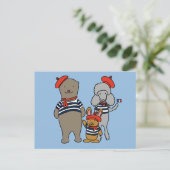 Schattigee Cartoons met Franse kleding Briefkaart (Staand voorkant)
