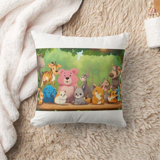 Schattigee Cartoons rond het blanke bos Kussen (Deken)