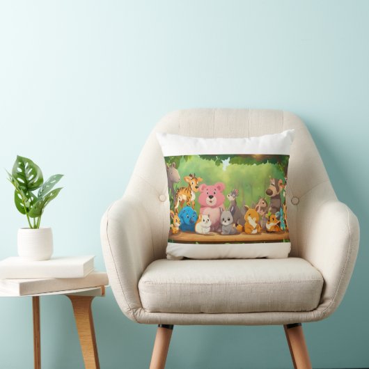 Schattigee Cartoons rond het blanke bos Kussen (Stoel)