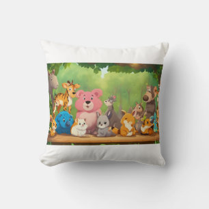 Schattigee Cartoons rond het blanke bos Kussen
