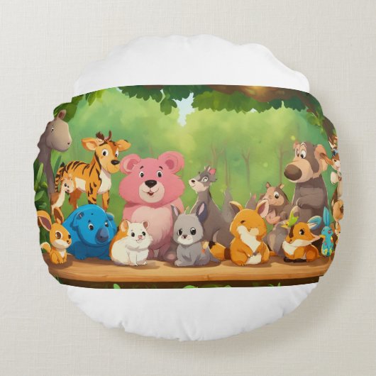 Schattigee Cartoons rond het blanke bos Kussen (Voorkant)