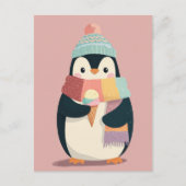 Schattigee Cartoony Penguin Eten Ice Cream Nieuwja Briefkaart (Voorkant)