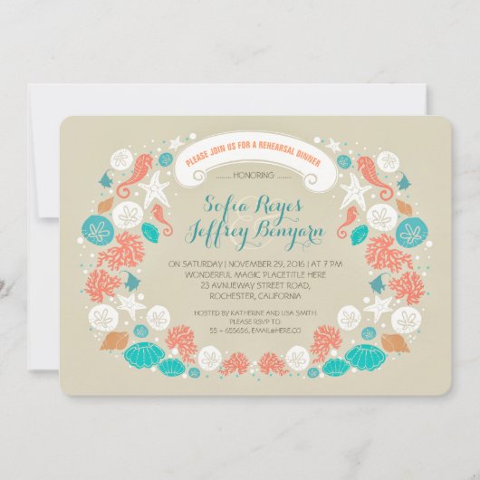 Schattigee casual strand repetitie dineruitnodigin kaart (Voorkant)