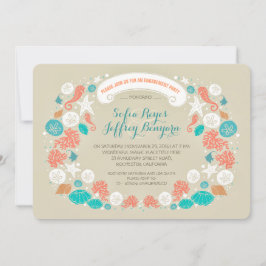 Schattigee casual strand verlovingsfeest uitnodigi kaart