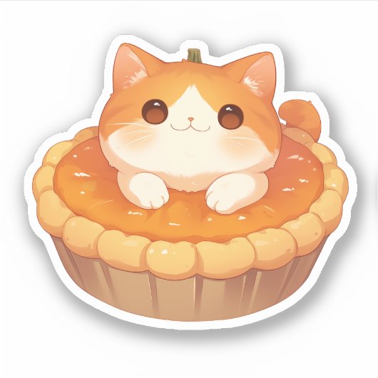 Schattigee Cat and Pumpkin Pie Sticker (Voorkant)