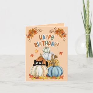 Schattigee Cat and Pumpkins Herfst / Halloween Ver Feestdagen Kaart