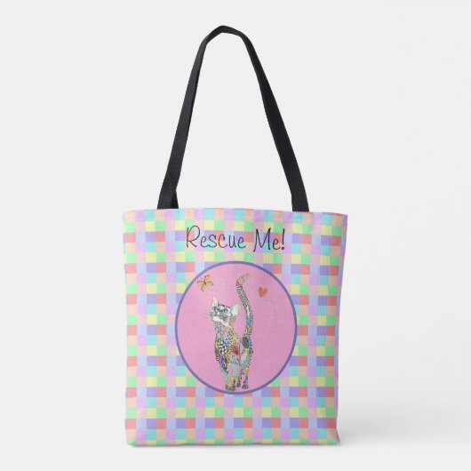 Schattigee Cat Animal Rescue en Pet Adoptie Canvas Tote Bag (Achterkant)