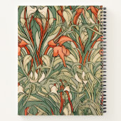 Schattigee Cat Art Nouveau Bloemenpatroon Aangepas Notitieboek (Achterkant)