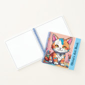 Schattigee Cat Art Sketchbook Roze Blauw Spiral No Notitieboek (Binnen)