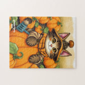 Schattigee Cat Autumn Pumpkin Collectie Legpuzzel (Horizontaal)
