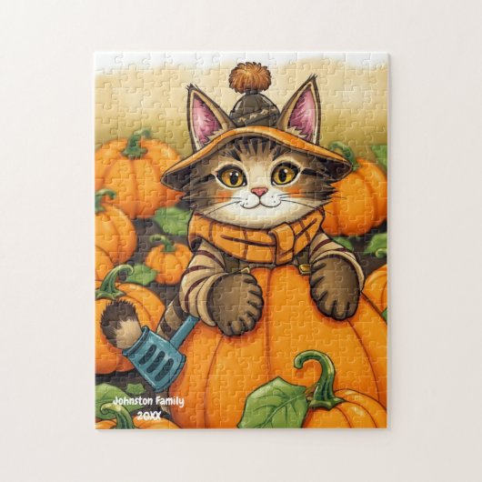 Schattigee Cat Autumn Pumpkin Collectie Legpuzzel (Verticaal)