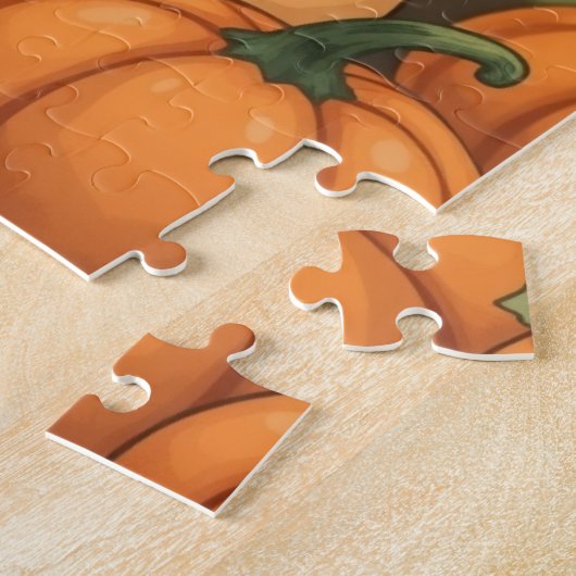 Schattigee Cat Autumn Pumpkin Legpuzzel (Zijkant)