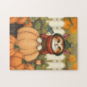 Schattigee Cat Autumn Pumpkin Legpuzzel (Horizontaal)