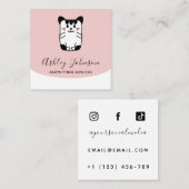 Schattigee Cat Babysitdiensten Voeg Social Media F Vierkante Visitekaartje (Voorkant / Achterkant)