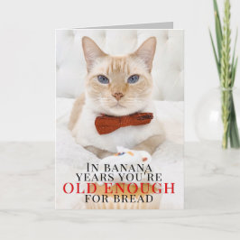Schattigee Cat Banana Cake Snarky Verjaardag Wensk Kaart