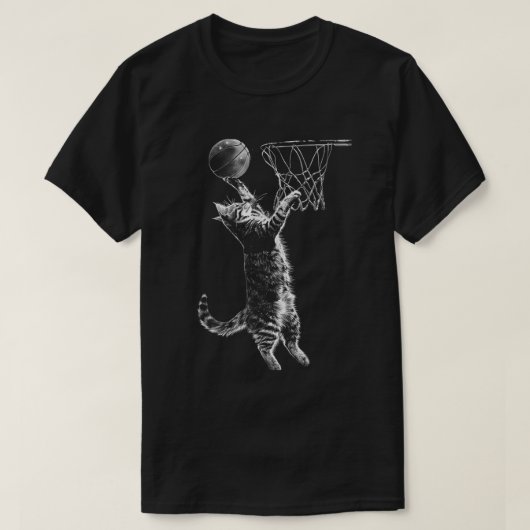 Schattigee Cat Basketbal Dunk Speler Dierensport F T-shirt (Design voorkant)