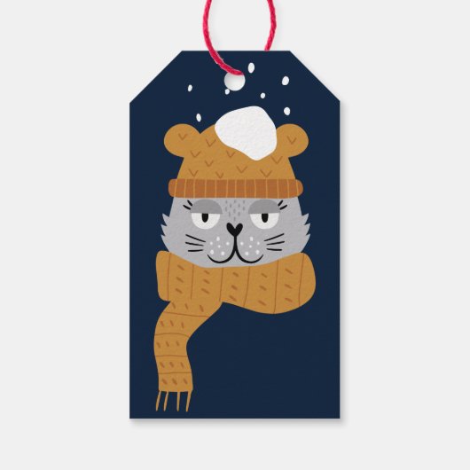 Schattigee Cat Blue Kerstnaam Cadeaulabel (Achterkant)