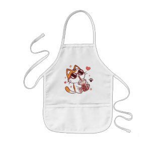 Schattigee Cat Boba Tea Schort – Leuk Keuken Gift