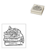 Schattigee Cat Bookplate Rubberstempel (Gestempeld)