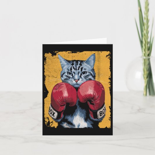 Schattigee Cat Boxing Boxer Handschoenen Sport Man Kaart (Voorkant)