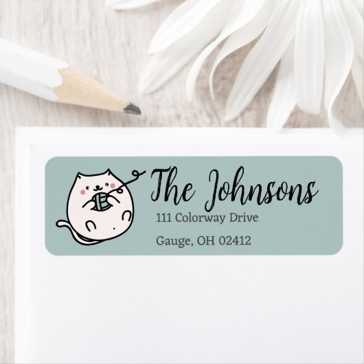 Schattigee Cat breien garen adreslabel Etiket (Insitu)