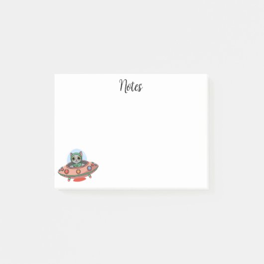 Schattigee Cat buitenaardse & UFO ruimteschip, Aan Post-it® Notes (Voorkant)