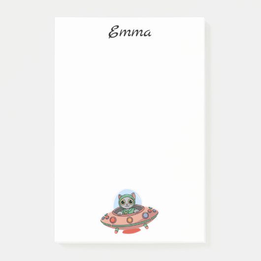 Schattigee Cat buitenaardse & UFO ruimteschip, Aan Post-it® Notes (Voorkant)