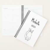 Schattigee Cat Cartoon 2025 Winking Kat Zwart Wit Planner (Display)