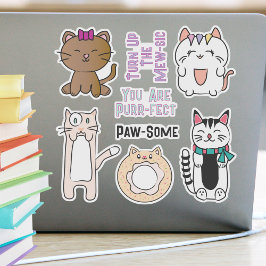 Schattigee Cat Cartoon Funny Custom-Cut Vinyl Stic Sticker