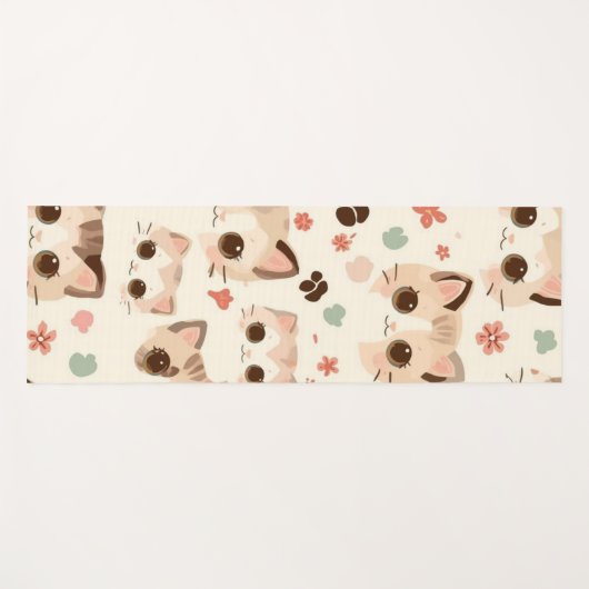 Schattigee Cat Cartoon Funny Pattern party Yogamat (Voorkant (horizontaal))