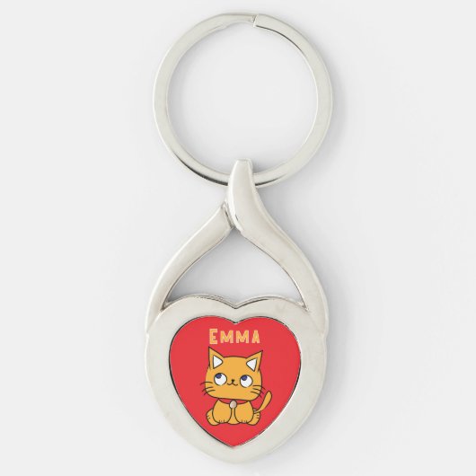 Schattigee Cat Cartoon Kleurrijk Kawaii Kat Sleutelhanger (Voorkant)