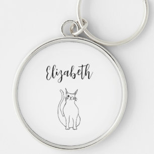 Schattigee Cat Cartoon knipperen Kat Zwart Script Sleutelhanger