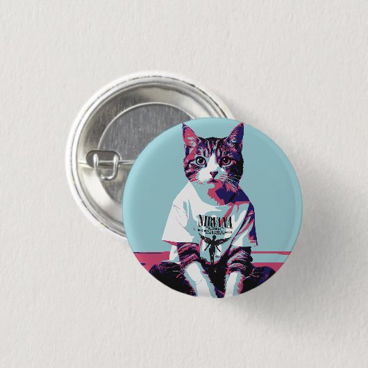 Schattigee Cat Chillin' Ronde Button 3,2 Cm (Voorkant /achterkant)