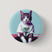 Schattigee Cat Chillin' Ronde Button 3,2 Cm (Voorkant)