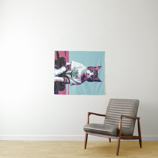 Schattigee Cat Chillin' Wandkleed (In Situ (horizontaal))