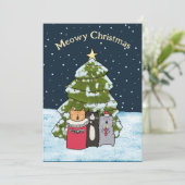 Schattigee Cat Christmas Carol Singers Flat Non-Ph Feestdagenkaart (Staand voorkant)