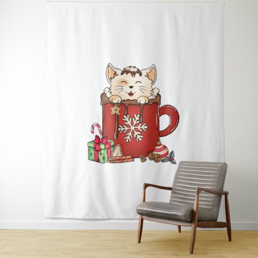 Schattigee Cat Christmas Chocolate Coffee Wandkleed (In situ)