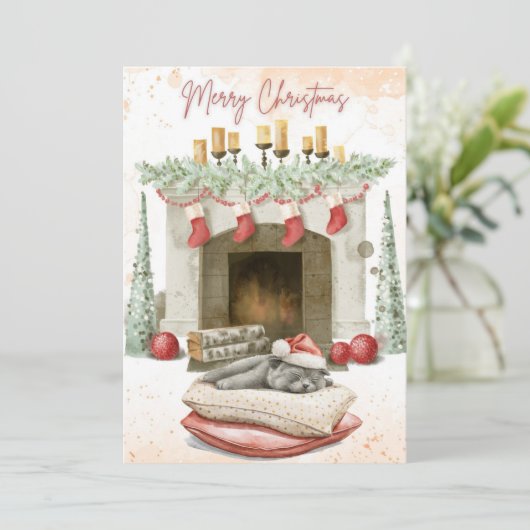 Schattigee Cat Christmas Kaarten 1 (Staand voorkant)